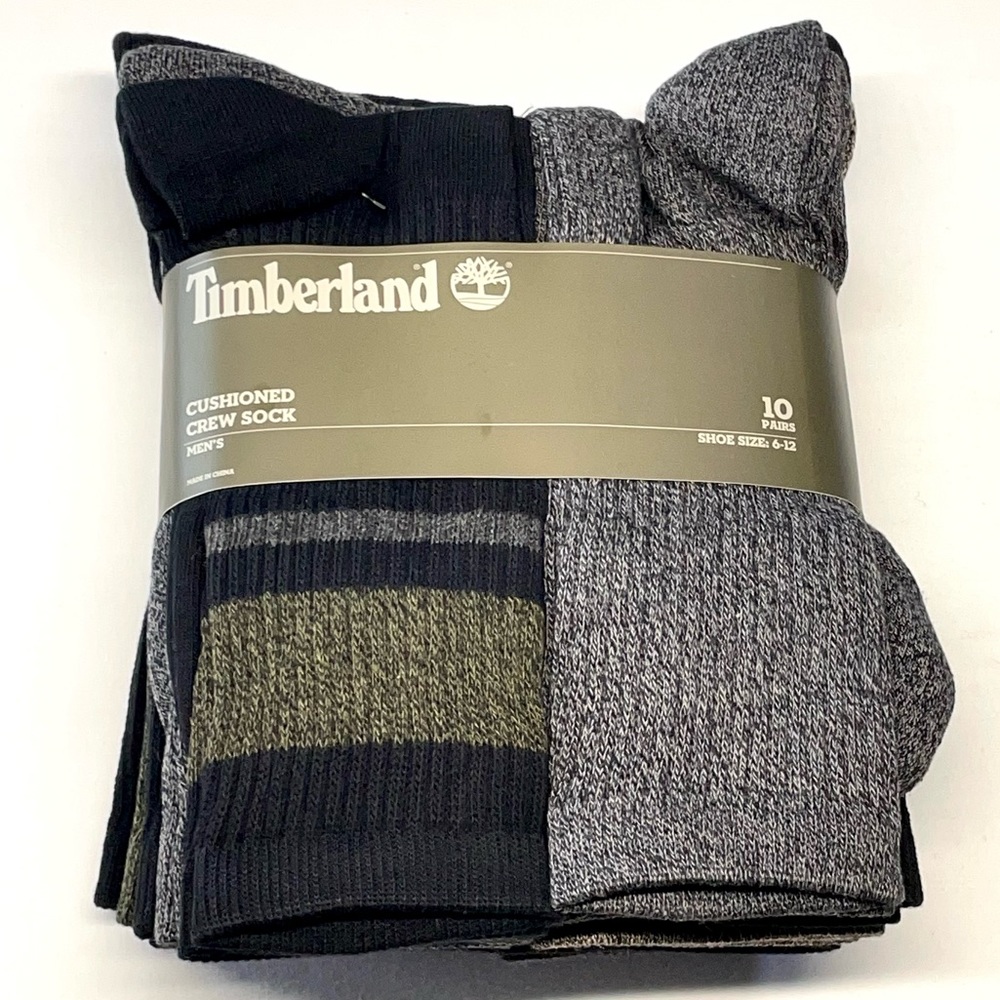 Timberland Men’s Cushioned Crew Socks Cotton Blend 10 Pairs Bundle Size 6-12 NWT - Picture 5 of 15